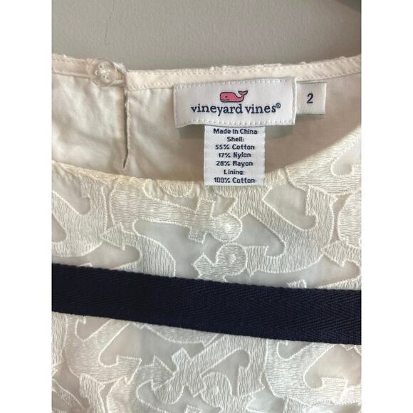 Vineyard Vines Anchor Lace Shift Dress White Navy Size 2 - Picture 2 of 6